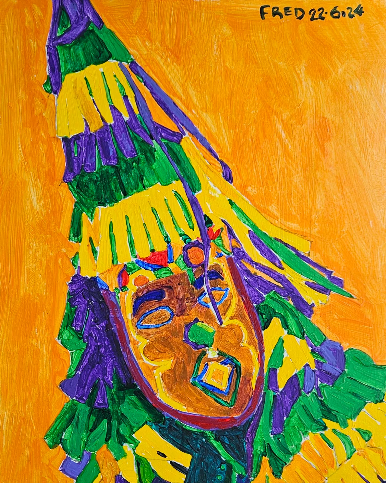 Le highway mène au Mardi-gras, acrylique sur masonite, 30 × 25 cm
