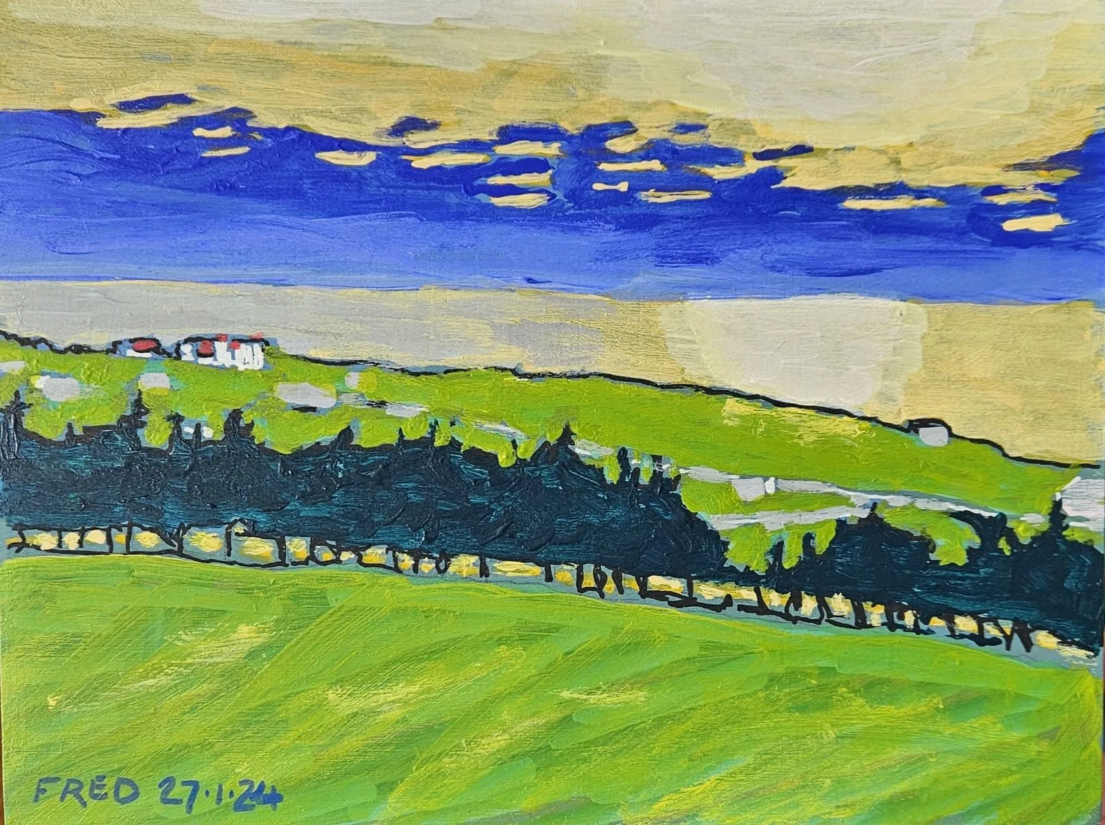 Souvenir d'été, acrylique sur bois, 15 × 20 cm